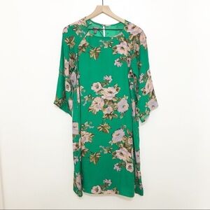 Muse Green Floral Knee Length Dress Size 14